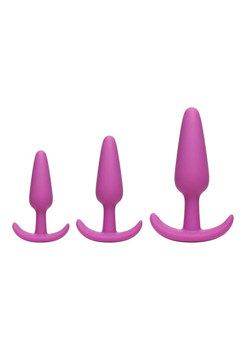Doc Johnson Mood - Naughty 1 Trainer Set - Small, Medium, Large - Silicone Butt Plugs with Tapered Base for Comfort Between The Cheeks - Pink
