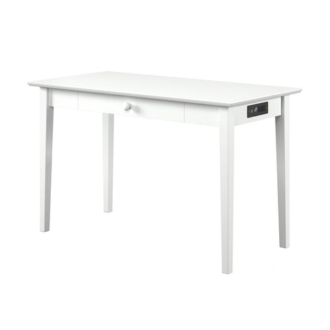 Shaker Desk with Drawer and Charging Station in White