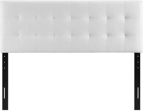 Oakestry White Faux Leather Queen Headboard Upholstered Tufted Button Design Adjustable Padded Panel Modern Bedroom Furniture with Sturdy Wood Frame Elegant Accent and Comfortable Backrest Support