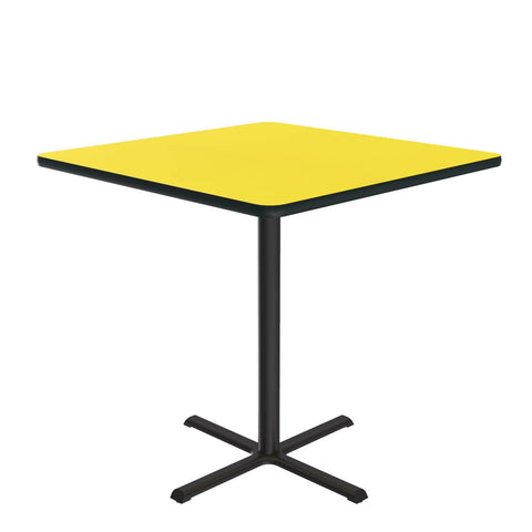 Correll 42" Square, 42" High Standing, Barstool Height Café & Break Room Bistro Table, Yellow High Pressure Laminate Top, Cast Iron Base (BXB42S-38)