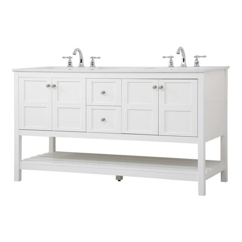 Elegant Decor Theo 60" Steel and Solid Wood Single Bathroom Vanity in White