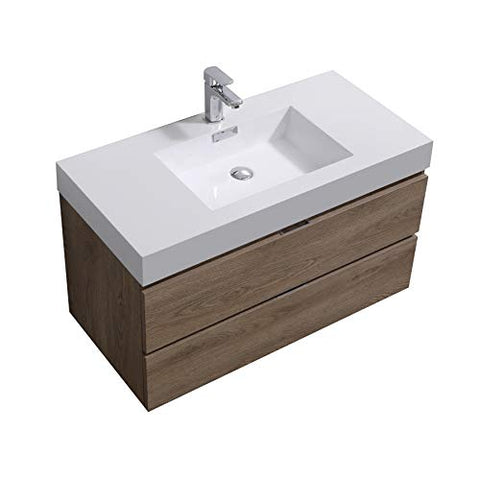 Bliss 40" Butternut Wall Mount Modern Bathroom Vanity