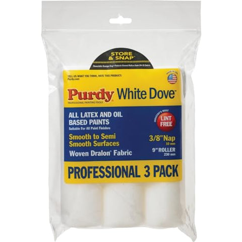 Purdy White Dove Woven 3/8 in. x 9 in. W Paint Roller Cover For Smooth Surfaces 3 pk