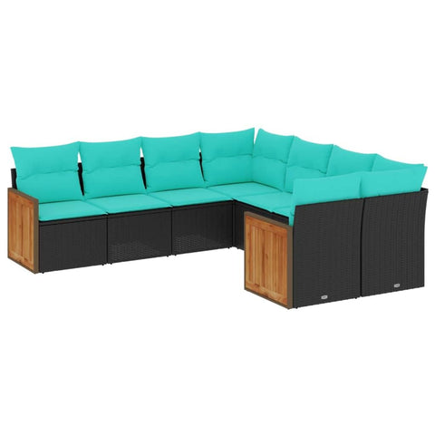 vidaXL Patio Sofa Set with Cushions 8 Piece, Outdoor Conversation Set with Storage, Patio Furniture Set, Modern Style, Black Poly Rattan