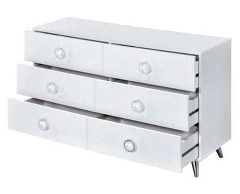 Perse White Wood 6-Drawer Dresser by Acme