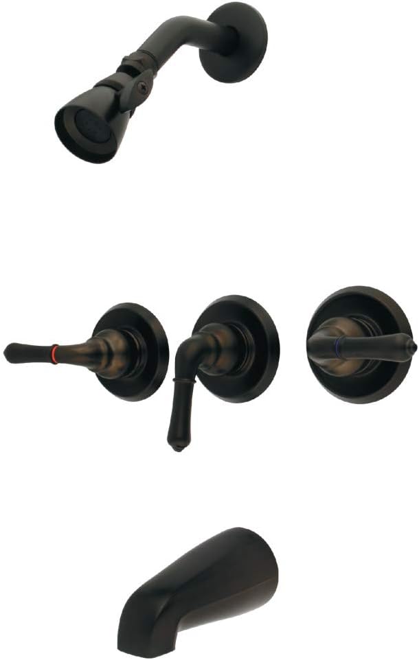 Kingston Brass GKB235 Magellan Tub and Shower Faucet with Three Handles, Oil Rubbed Bronze, 11.68 x 8 x 7.75