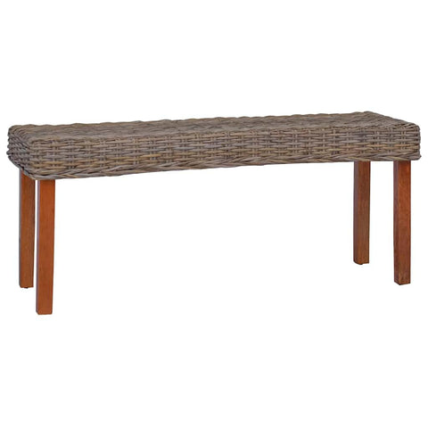 vidaXL Natural Kubu Rattan and Solid Mango Wood Bench - Comfort and Durability Packed in a Stylish Design