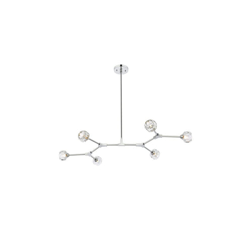 Elegant Lighting Zayne 6-Light Modern Crystal/Iron Pendant in Chrome
