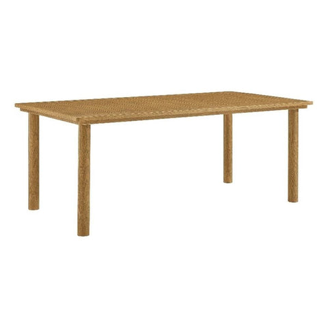 Modway Parkland 76 Inch Outdoor Aluminum Rectangular Dining Table in Natural — Metal Patio Table for 6 with Umbrella Hole — All-Weather Outdoor Table for Backyard, Porch, Garden, or Deck