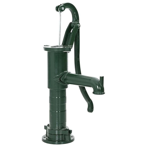 vidaXL Durable Green Cast Iron Garden Hand Water Pump- Manually Operated, Ground Water Drawing Up to 26.2' Deep, Easy Installation, Charming Garden Ornament