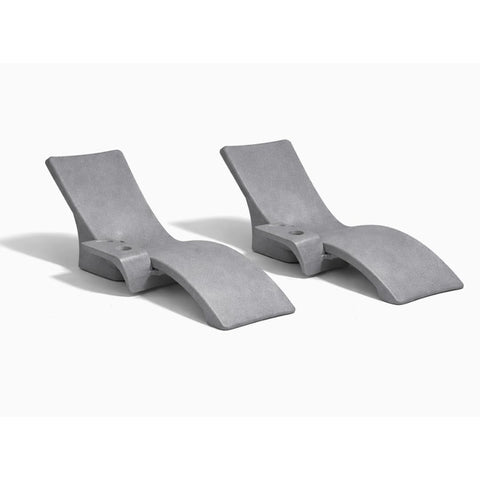 Global Pool Products 2 Lounge Chairs with Connecting Table - Patio Lounge Chair with Table for All Pool Types - Gray GPP-LFS-G
