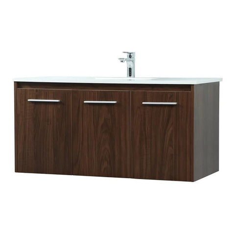 Elegant Decor Penn 40" Aluminum Alloy MDF Single Bathroom Vanity in Walnut