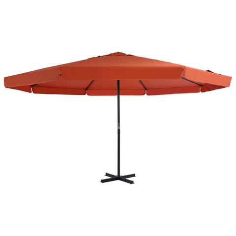 vidaXL Outdoor Parasol - Aluminum Pole, 196.9" Diameter, Terracotta UV Protective Garden Umbrella with Crank Lift and Cross Base, Ideal for Patio, Deck, and Backyard