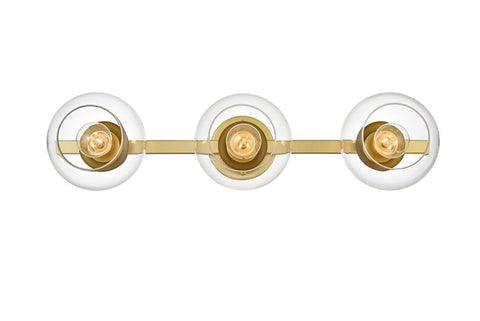 Living District Rogelio 3-Light Iron & Glass Bath Sconce in Brass/Clear