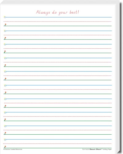 Teacher Created Resources Smart Start 1-2 Writing Paper: 360 Sheets, White, 8-1/2 x 11 in (76533)
