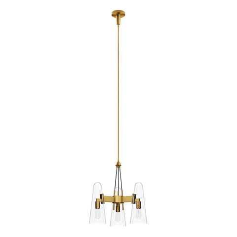 Beacon 3-Light Pendant Light in Clear Satin Brass