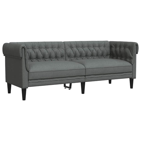 vidaXL Chesterfield Sofa 3-Seater - Dark Gray Fabric Couch/Settee with Sturdy Wood Frame for Living Room/Lounge/Office