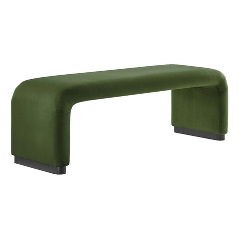 Modway EEI-6734-BLK-MOS Koda Performance Velvet Waterfall Long Bench, Black Moss Green