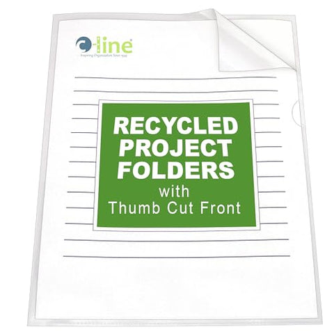 C-Line Recycled Project Folders with Thumb Cut Fronts, Reduced Glare, Letter Size, Clear, 25 per Box (62127)
