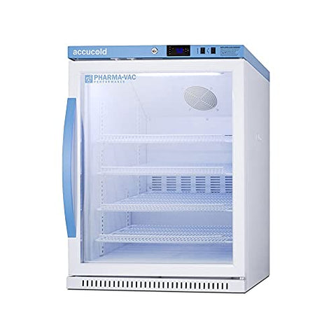 ACCUCOLD 6.0 cu.ft. Medical Refrigerator, 24” Wide, Vaccine Refrigerator, ADA Compliant, Glass Door- ARG61PVBIADA