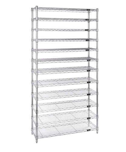 Quantum Storage Systems WR74-1872-103104YL Bin Wire Shelving System, 72" L x 18" D x 74" H, Carbon Steel, Chrome with Yellow Bins