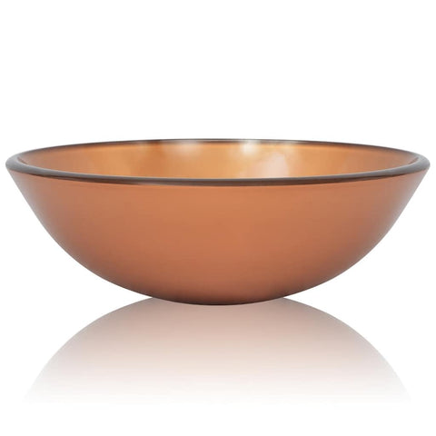 vidaXL Tempered Glass Basin in Copper-Brown Finish - Stylish Above-Counter Washroom and Bathroom Sink.