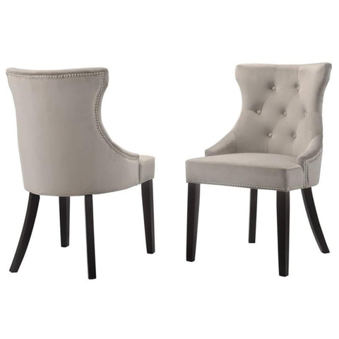 Julia Tufted Back Upholstered Nail head Chair (Set of 2) - Espresso/Gray