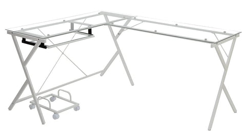Dazenus White Metal/Clear Glass Computer Desk by Acme