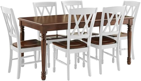 Shelby 7-Piece Dining Table Set For 6 Distressed White/Dark Cherry - Table & 6 Chairs