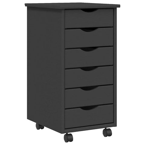 vidaXL Moss 6-Drawer Chest, Solid Pine Wood Mobile File Cabinet, Storage Cabinet on Wheels, Chest of Drawers for Home Office, Easy Assembly & Maintenance, 13.4"x15.4"x25.8", Gray