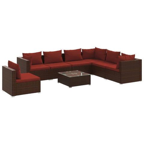 vidaXL Brown Poly Rattan Patio Lounge Set - 7 Piece Outdoor Garden Furniture with Cushions, Sturdy Steel Frame