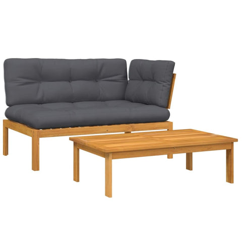 vidaXL 2 Piece Patio Pallet Sofa Set with Cushions - Solid Wood Acacia Outdoor Furniture for Garden, Patio, Balcony, Terrace