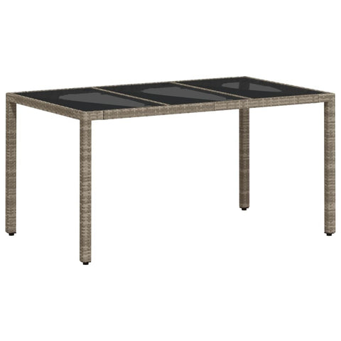vidaXL Rectangular Garden Table with Glass Top Light Grey Poly Rattan Outdoor Dining for 6 Weather Resistant Patio Furniture Perfect Balcony and Toughened Contemporary