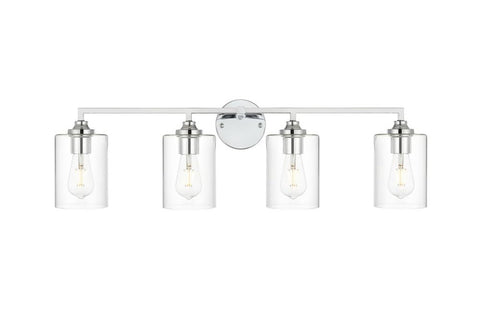 Living District Mayson 4-Light Iron & Glass Bath Sconce in Chrome/Clear