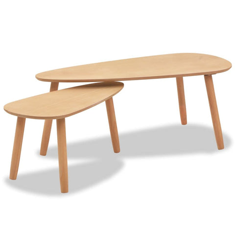 vidaXL Nesting Coffee Table 2 pcs, Side Tables with Solid Pine Wood Legs, Scandinavian Style End Table for Living Room, Brown