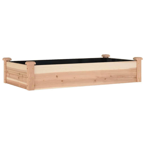 vidaXL Solid Fir Wood Garden Raised Bed with Liner - Outdoor Rectangular Planter Pot, Brown Natural, 47.2"x23.6"x9.8", Open Bottom for Drainage