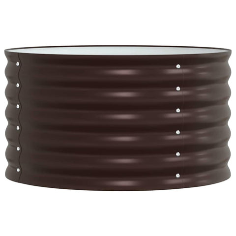 vidaXL Round Galvanized Steel Garden Planter | Modern Outdoor Metal Brown 31.5 X 17.3 in Tough Build and Powder Coated Finish Perfect for Spring Summer Planting Plant Pot Flower Oval