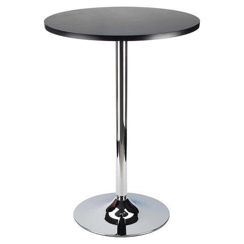Oakestry Spectrum Pub Table Black and Chrome Modern Bar Table Smooth Airlift Mechanism Features 360-degree Swivel Functionality for Maximum Flexibility and Comfort Ideal for Small Spaces Apartments
