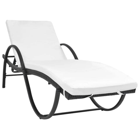 vidaXL Outdoor Bench Black, Cream White Poly Rattan, Powder-Coated Steel