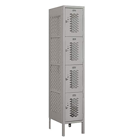 Salsbury Industries 74158GY-U 12" Four Tier Vented, 1 Wide x 5 Feet High x 18 Inches Deep, Unassembled Metal Locker, Gray