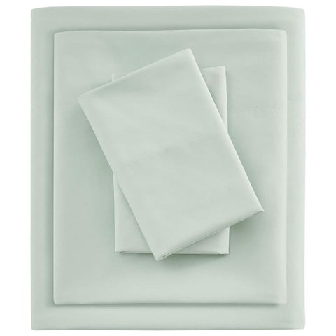 Oakestry 4-Piece Sheet Set Moisture-Wicking Comfy Breathable and Cooling Sheet 16" Deep Pocket Fitted Fade Resistant with Zipper Closure, Queen Size, Aqua