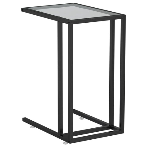 vidaXL Modern Black Computer Side Table - Versatile and Durable with a Tempered Glass Top; Ideal for Living Room and Office Spaces
