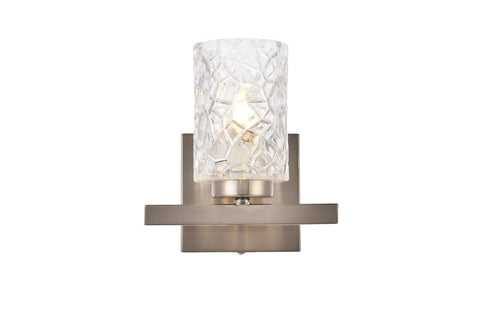 Living District Indoor Modern Home Decorative Bright Ceiling Cassie 1 Light Bath Sconce in Satin Nickel with Clear Shade