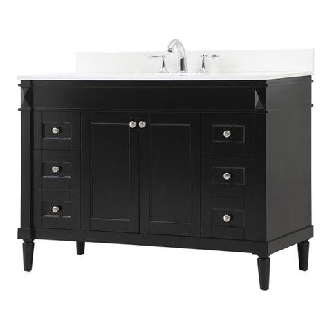 Elegant Decor Indoor Modern Under Sink Bathroom Fixtures Storage Organizer Cabinet 48 inch Single Bathroom Vanity - Black with backsplash