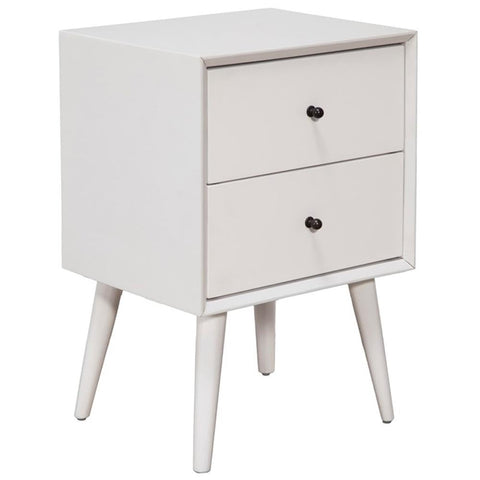 Alpine Furniture Flynn Mid Century Modern Nightstand, 18" W x 15" D x 26" H, White