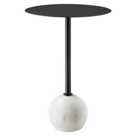 Modway EEI-6606-WHI-BLK Aliza Round White Marble Side Table, White Black