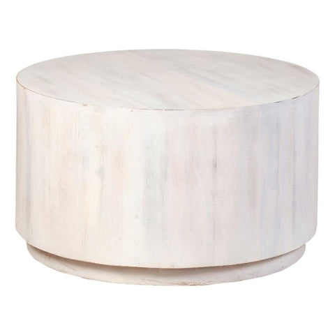Krissa 30 in Round Mango Wood Coffee Table - Whitewash