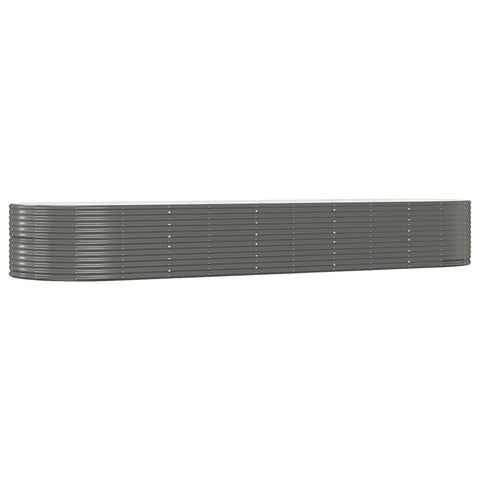 vidaXL Garden Raised Bed - Durable Powder-Coated Steel in Gray - 176"x55.1"x26.8" - - & Weatherproof for Outdoor Use - Spacious for Flowers, Vegetables, Herbs - Oval Shape