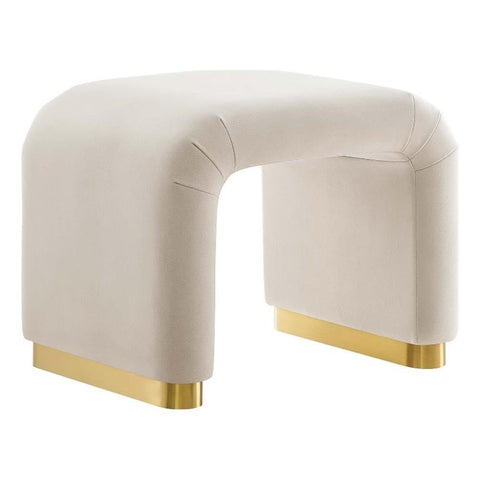 Modway EEI-6733-BRA-ALM Koda Performance Velvet Waterfall Stool, Brass Almond