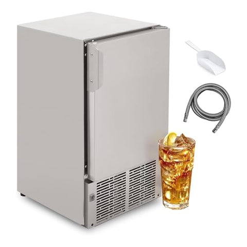 Oakestry 14" Undercounter Marine Ice Maker, Automatic Stainless Steel Ice Machine with 23 lb Daily Output, Built-in Compact Clear Ice Maker for Boats, RVs, Outdoor Kitchens, Quiet Design